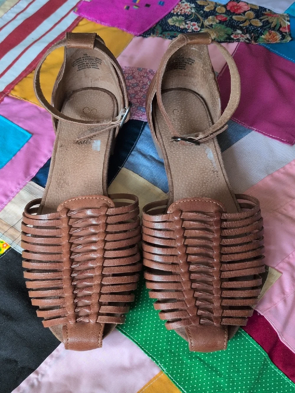 Seychelles Cognac Braided Leather Ankle-Strap Sandals